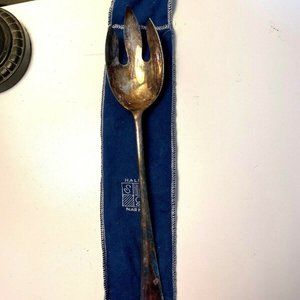K&M England Hallmark Silver Plate Serving Fork 13"